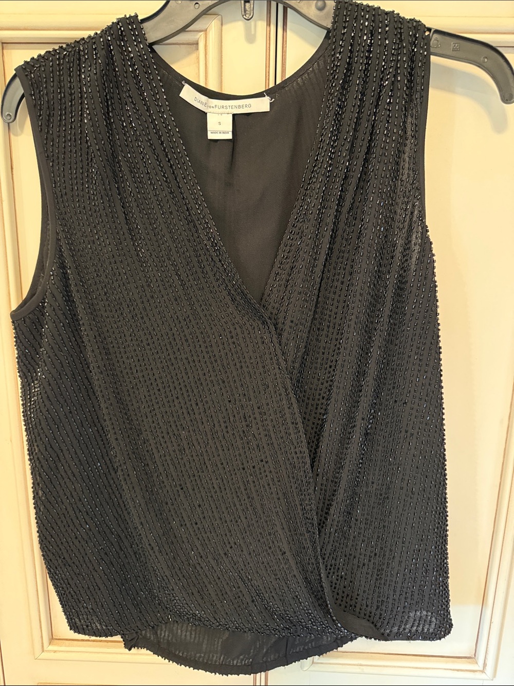 Diane Von Furstenberg Black Beaded Top